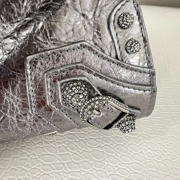 Balenciaga Neo Cagole City Bag Leather with Crystals XS - Metallic Silver - Picture 9 of 16